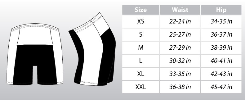 Female Tri Short Size Chart