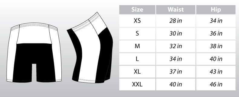 Male Tri Short Size Chart