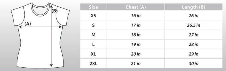 Tech Shirt Size Chart