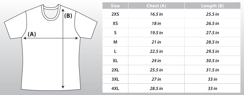 Technical T-shirt Size Chart