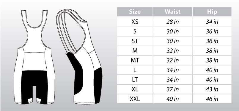 BREAKAWAY BIB SHORTS SIZING