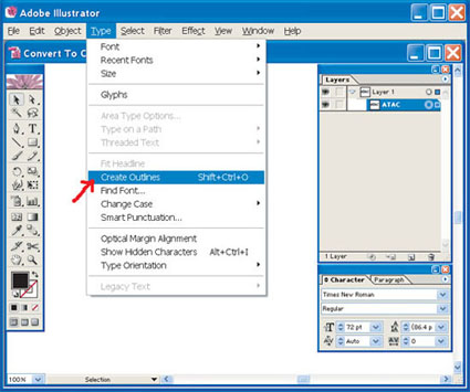 Converting Fonts to Outlines Step 3